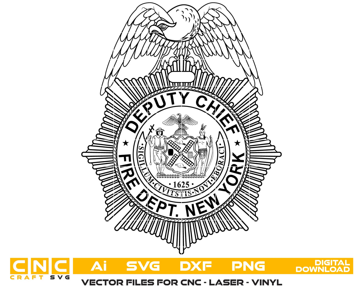 Fire Dept Deputy Chief Badge New York SVG Fire Rescue Vector