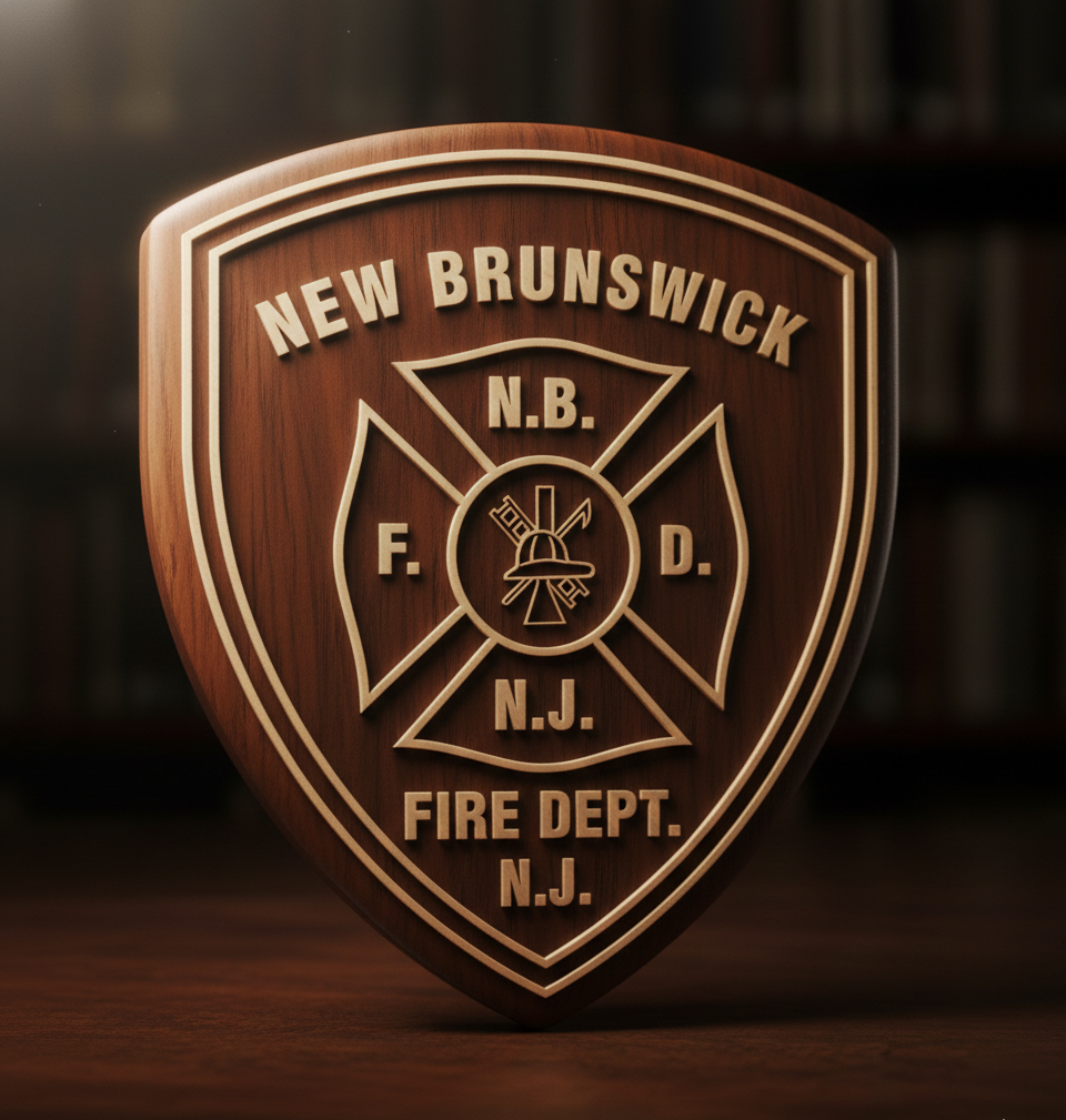 New Brunswick Fire Department Badge SVG
New Jersey Firefighter Vector Design
Fire Dept Maltese Cross Shield Emblem
Firehouse Sign Engraving File
NBFD Badge CNC Router File