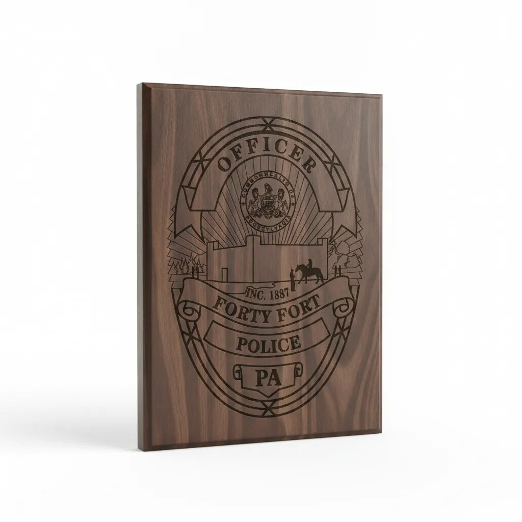 Forty Fort Police Officer Badge SVG
Pennsylvania Law Enforcement Shield Vector
Commonwealth of PA Seal Engraving File
Forty Fort Police Badge Sign CNC File
Police Officer Shield Vector for Lasers