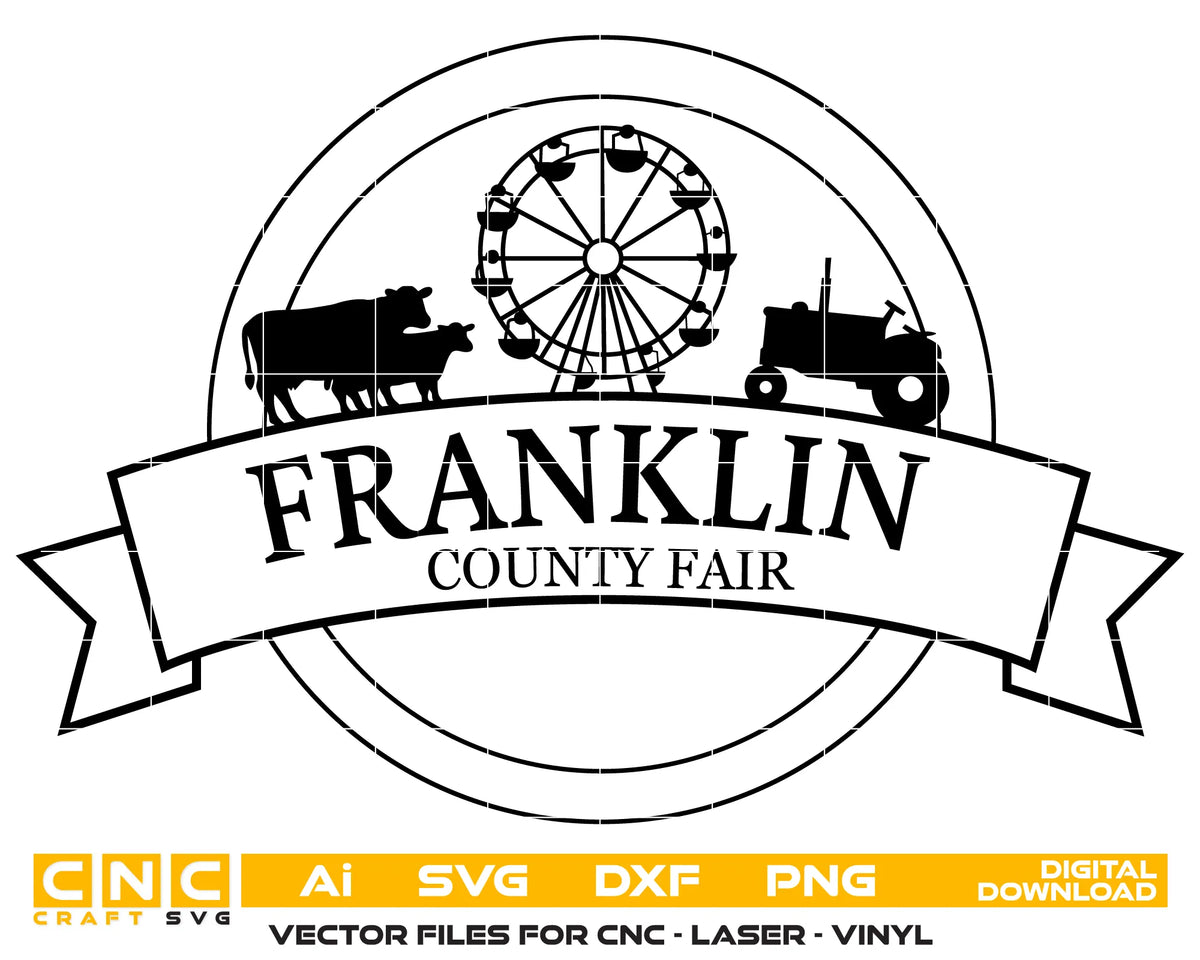Franklin County Fair Logo SVG Ferris Wheel Livestock Tractor Vector