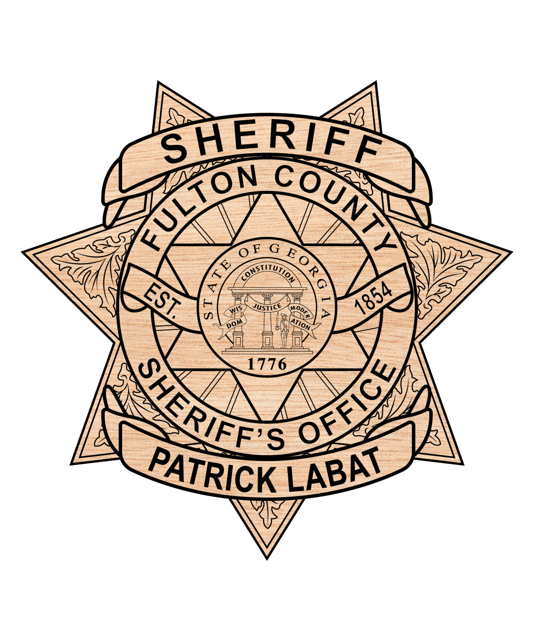 Fulton County Sheriff Badge SVG
Georgia Law Enforcement Vector
Sheriff Office Shield Emblem
Deputy Plaque Engraving File
Fulton County Sign CNC File
