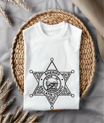 Gallatin County Sheriff Badge SVG for CNC
Montana Sheriff Star Vector Design for Laser
Gallatin County MT SO Emblem for CNC Wood Carving