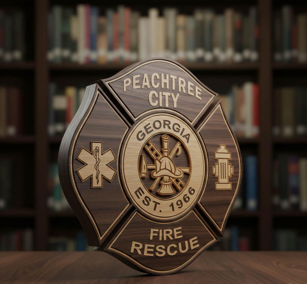 Peachtree City Fire Rescue SVG
Georgia Firefighter Vector Design
Maltese Cross Fire Dept Emblem
Star of Life EMS Engraving File
Peachtree City Sign CNC File