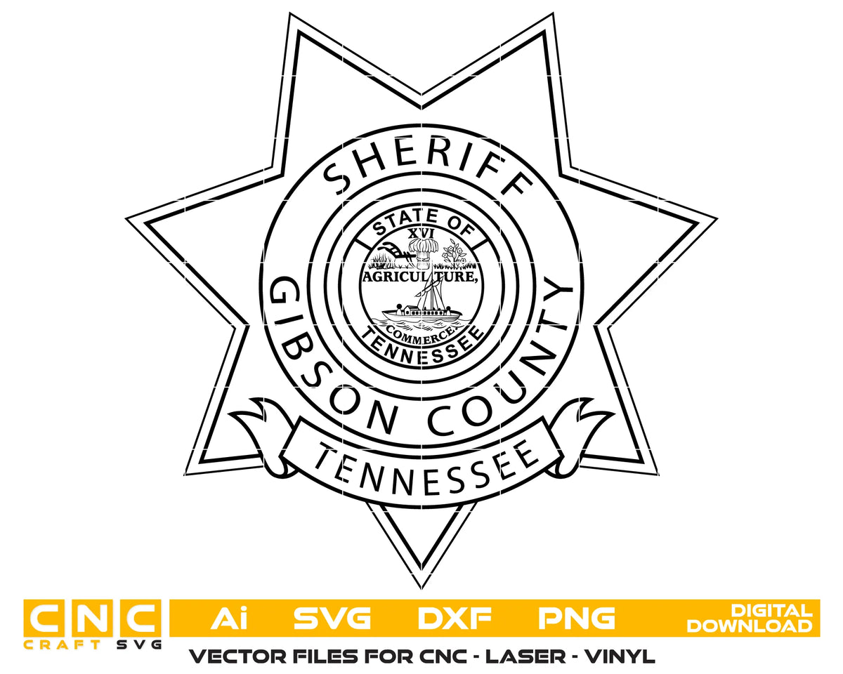 Gibson County Sheriff's Office Badge Tennessee SVG Law Enforcement Vector