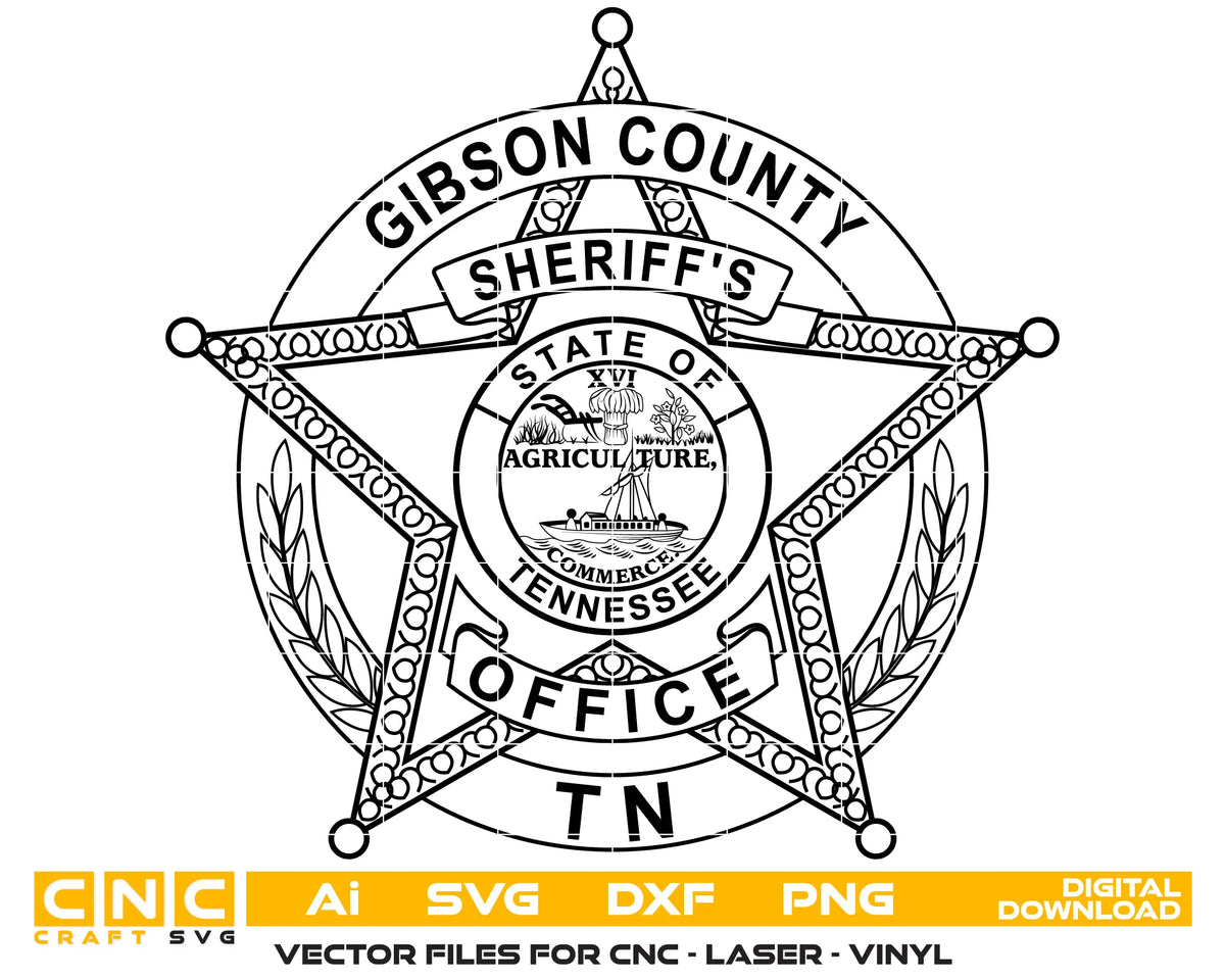 Gibson County Sheriff's Office Badge Tennessee SVG Law Enforcement Vector