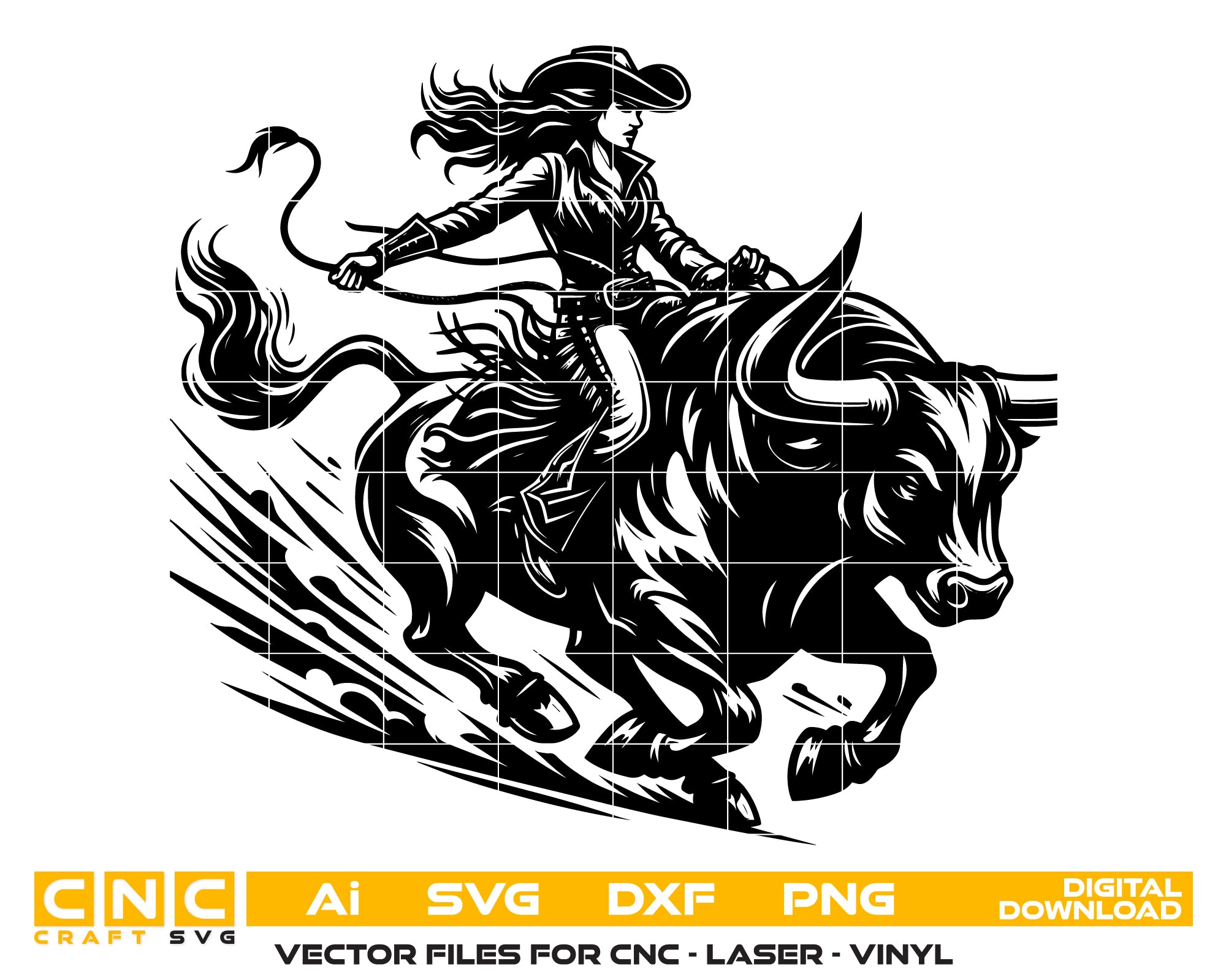 Girl Bull Rider Vector