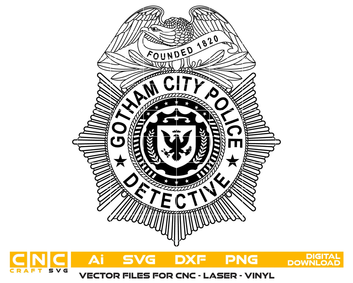 Gotham City Police Detective Badge SVG GCPD Law Enforcement Vector