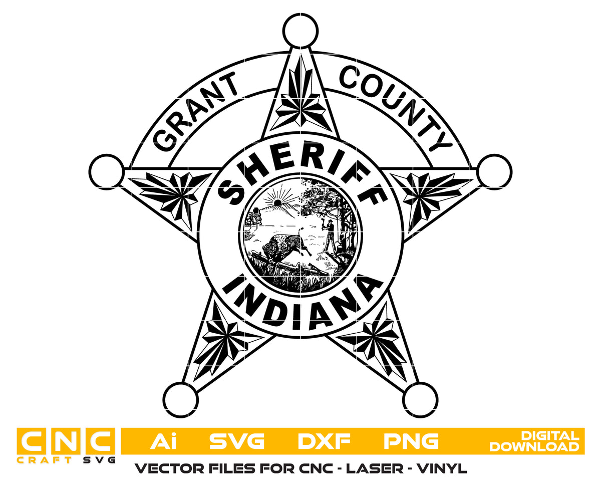 Grant County Sheriff Badge SVG Indiana Law Enforcement Vector