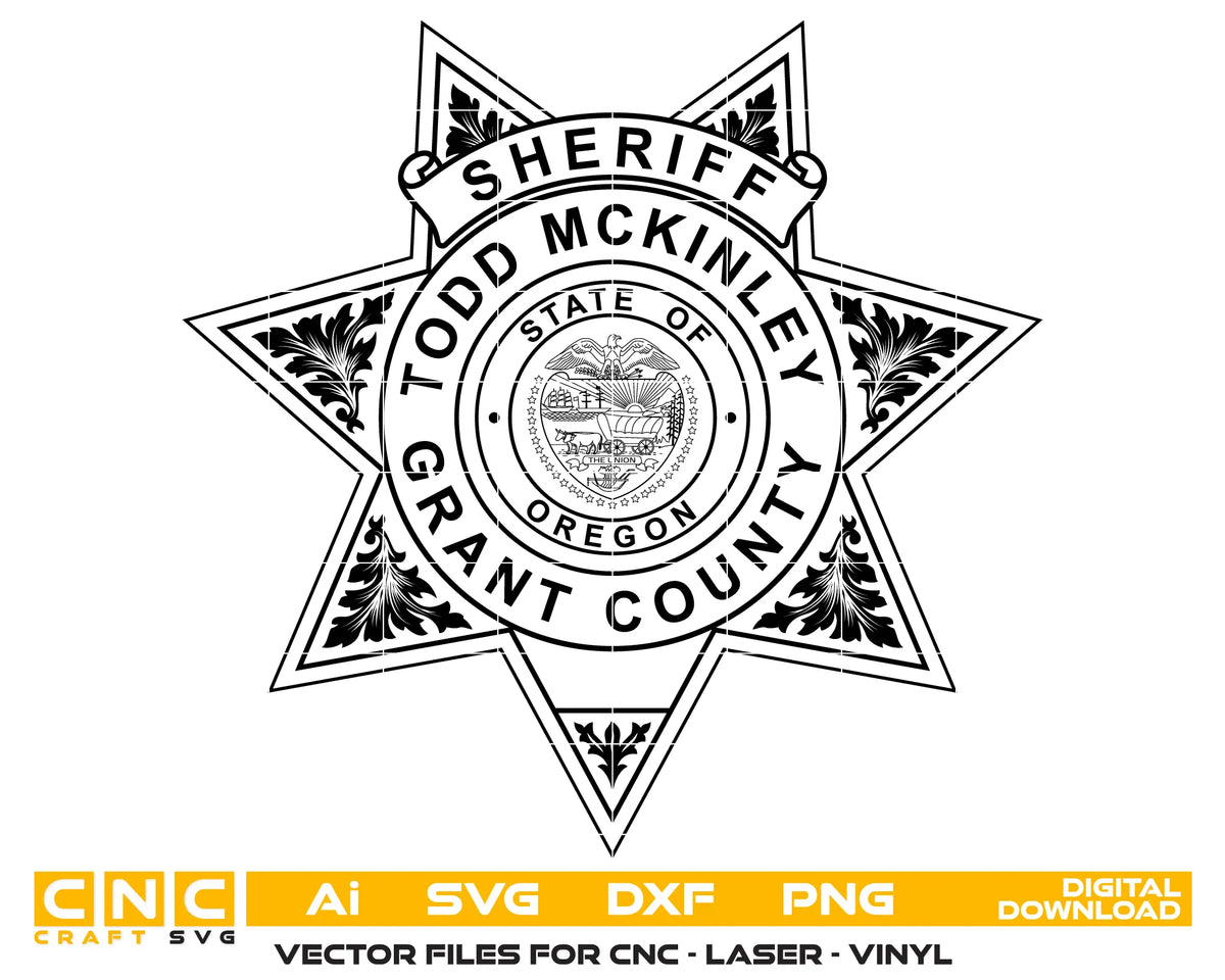 Grant County Todd McKinley Sheriff Badge Oregon SVG Law Enforcement Vector