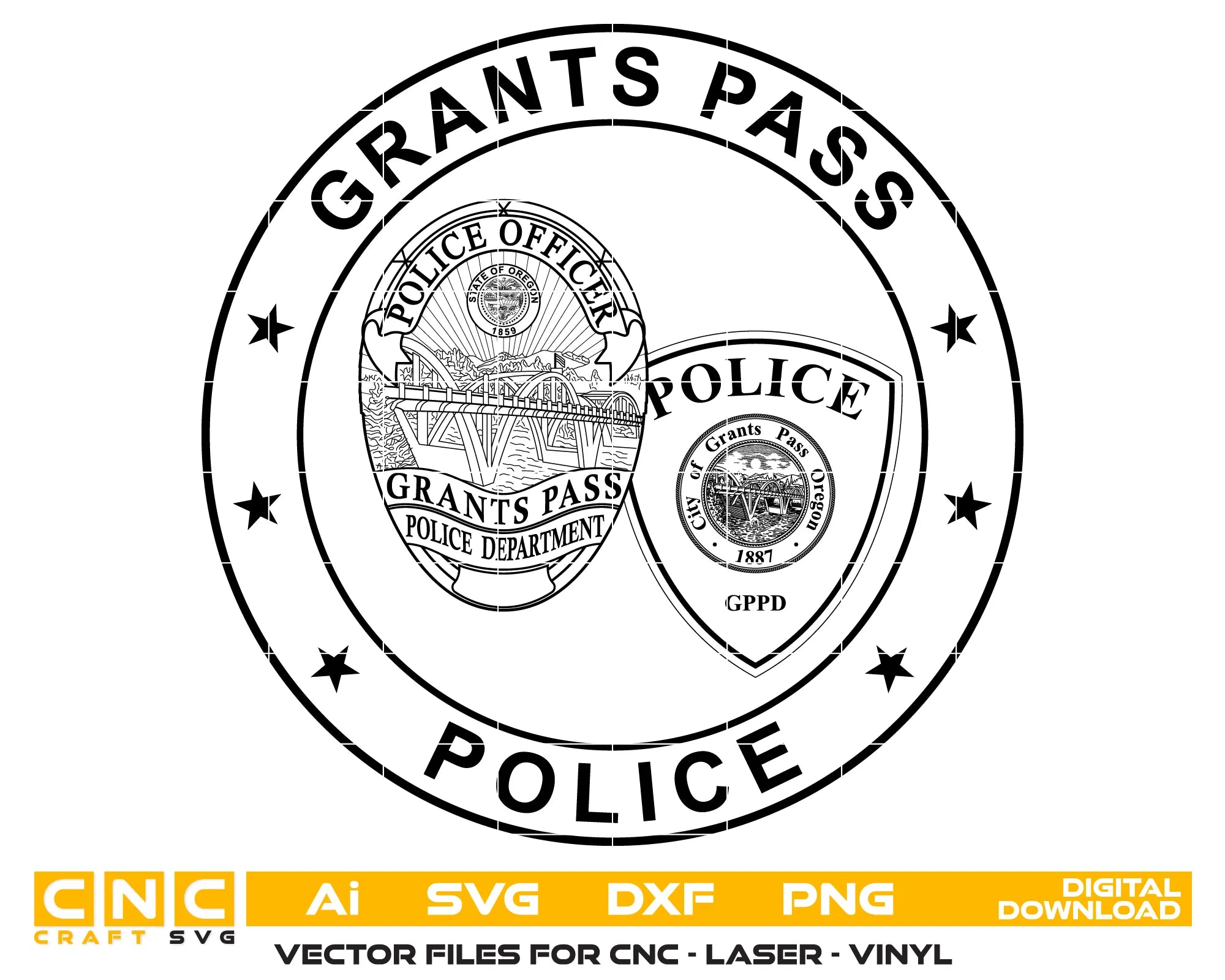 Grants Pass Police Patch SVG Oregon Law Enforcement Vector
