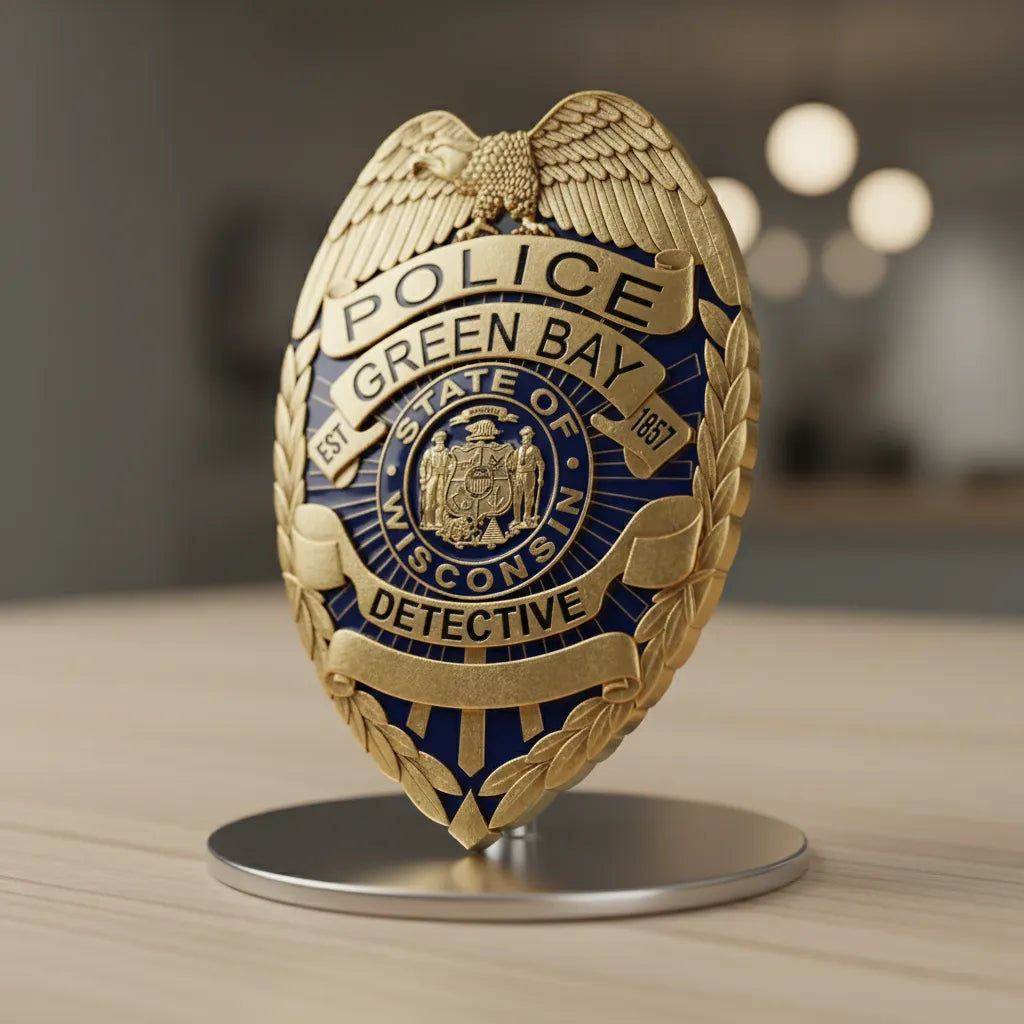 Green Bay Police Detective Badge SVG
Wisconsin Law Enforcement Vector Design
Detective Badge Engraving File
Green Bay Police Sign CNC File
Shield Badge Vector for Laser Cutting