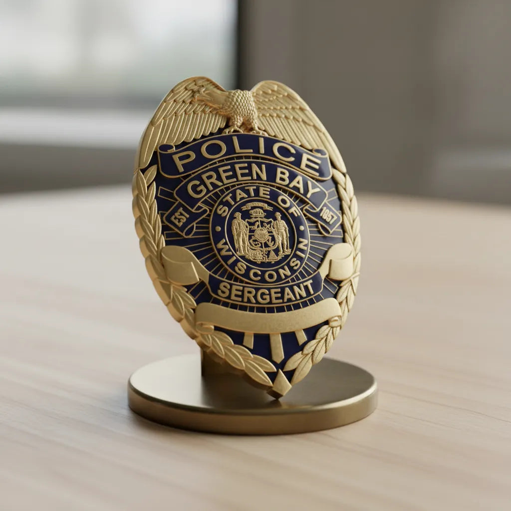 Green Bay Police Sergeant Badge SVG
Wisconsin Law Enforcement Vector Design
Police Sergeant Badge Engraving File
Green Bay Police Sign CNC File
Sergeant Badge Vector for Laser Cutting