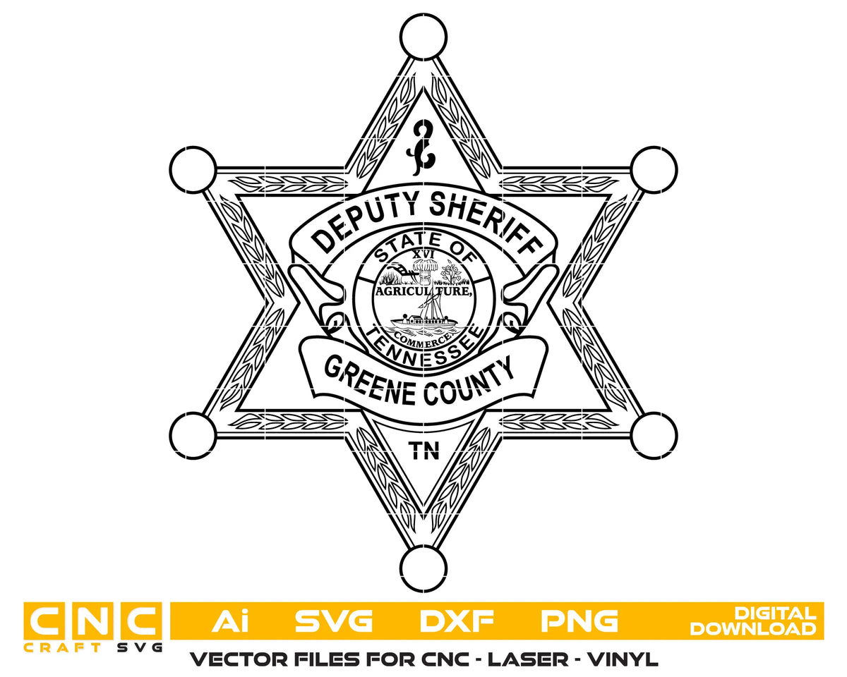 Greene County Deputy Sheriff Badge TN SVG Sheriff Vector
