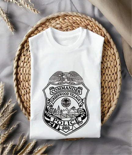 Greenwood Village Police Commander Badge SVG
Colorado Law Enforcement Vector
Police Eagle Shield Landscape Emblem
Commander Plaque Engraving File
Greenwood Village Police Sign CNC File
