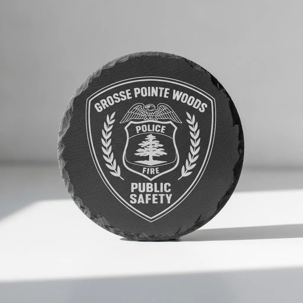 Grosse Pointe Woods Public Safety Badge SVG
Michigan Police and Fire Vector
Eagle Shield Tree Emblem
Officer Plaque Engraving File
Grosse Pointe Woods Sign CNC File