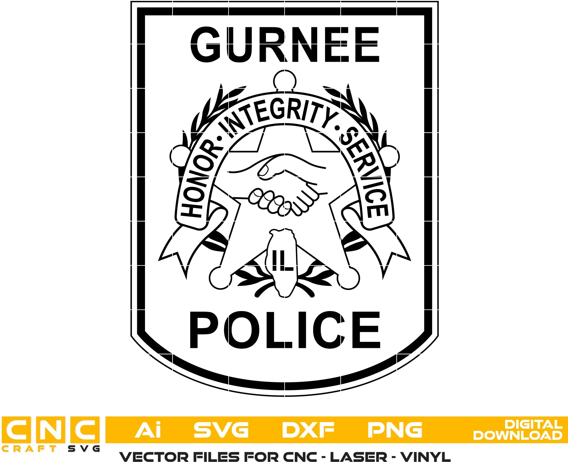 Gurnee Police Department Patch SVG
Illinois Law Enforcement Vector Design
Gurnee, IL Police Sign CNC File