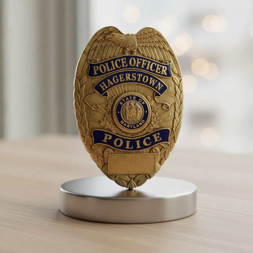 Hagerstown Police Officer Badge SVG
Maryland Law Enforcement Vector Design
Eagle Oval Police Badge Engraving File
Hagerstown MD Police Sign CNC File
State of Maryland Seal Vector for Laser Cutting