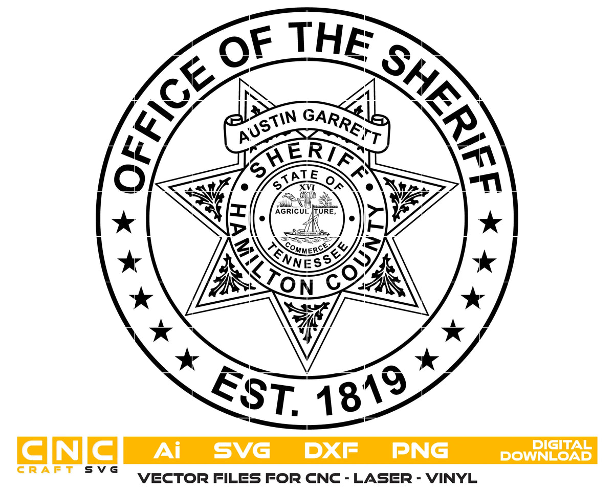 Hamilton County Sheriff Austin Garrett Badge Coin Tennessee SVG Sheriff Vector