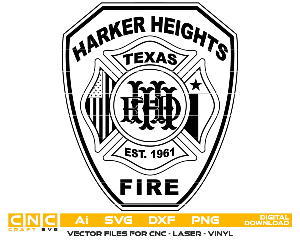 Harker Heights Fire Department Patch SVG Texas Firefighter Vector