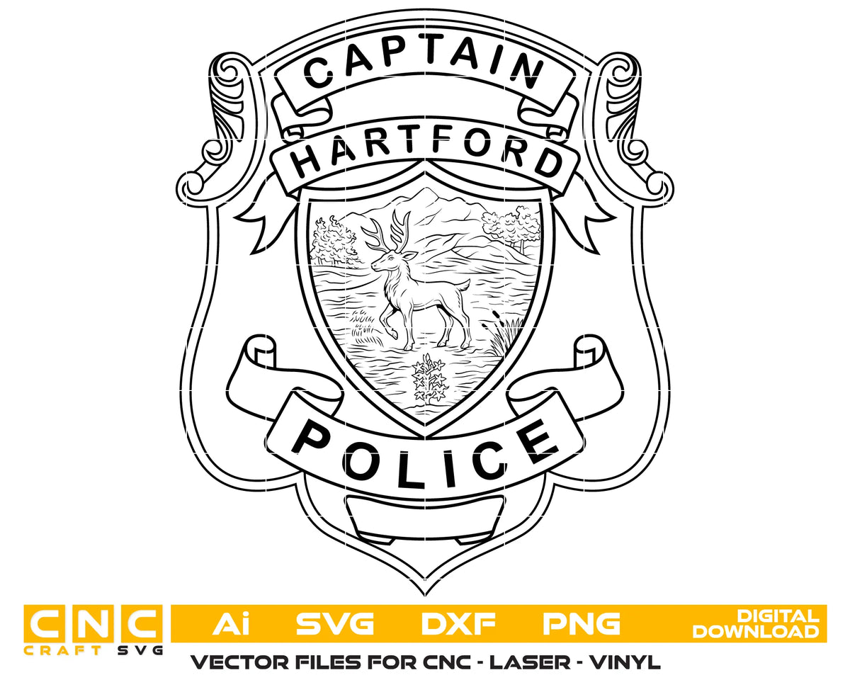 Hartford Police Captain Badge SVG Connecticut Law Enforcement Vector