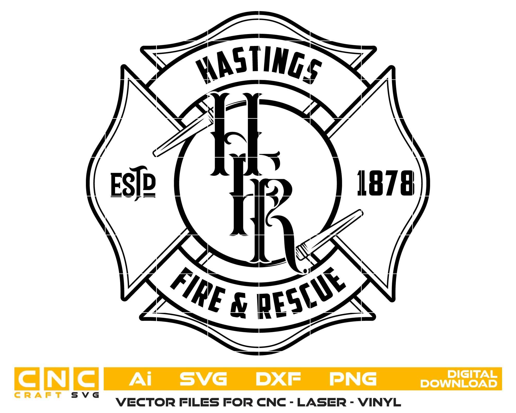 Hastings Fire & Rescue Logo SVG Firefighter Vector