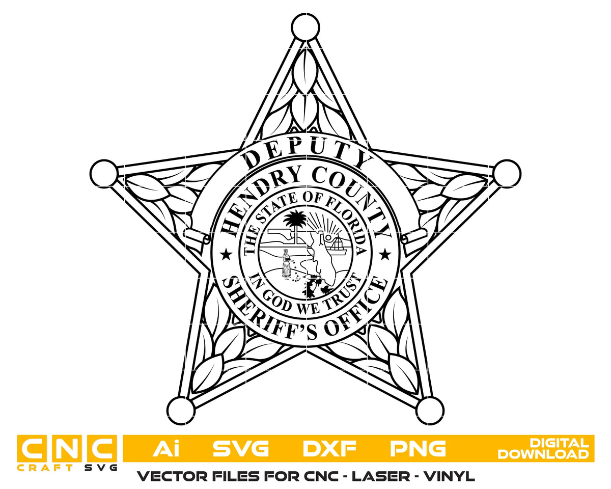 Hendry County Sheriff's Office Badge Florida SVG Police Vector