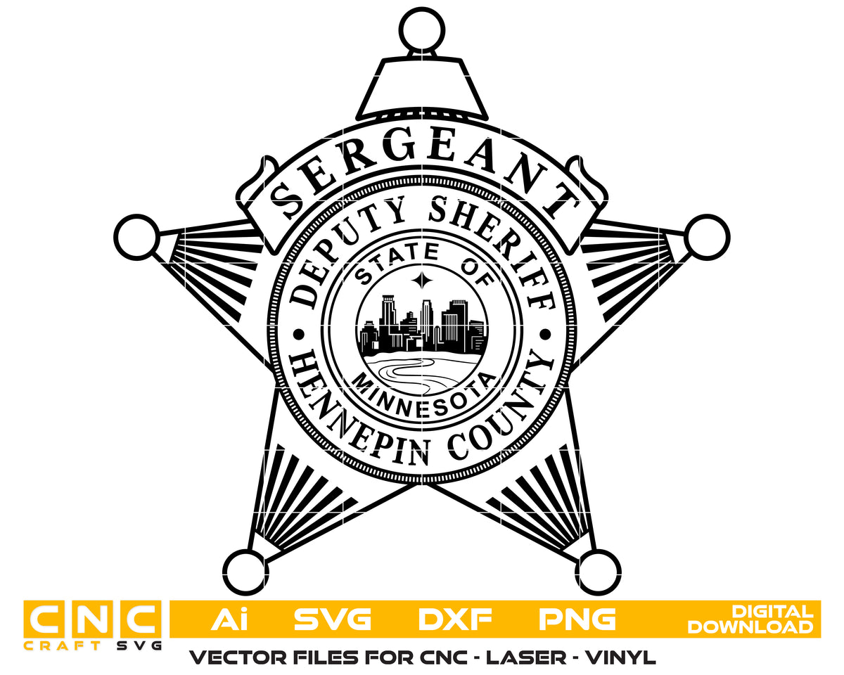 Hennepin County Deputy Sheriff Sergeant Badge Minnesota SVG Law Enforcement Vector