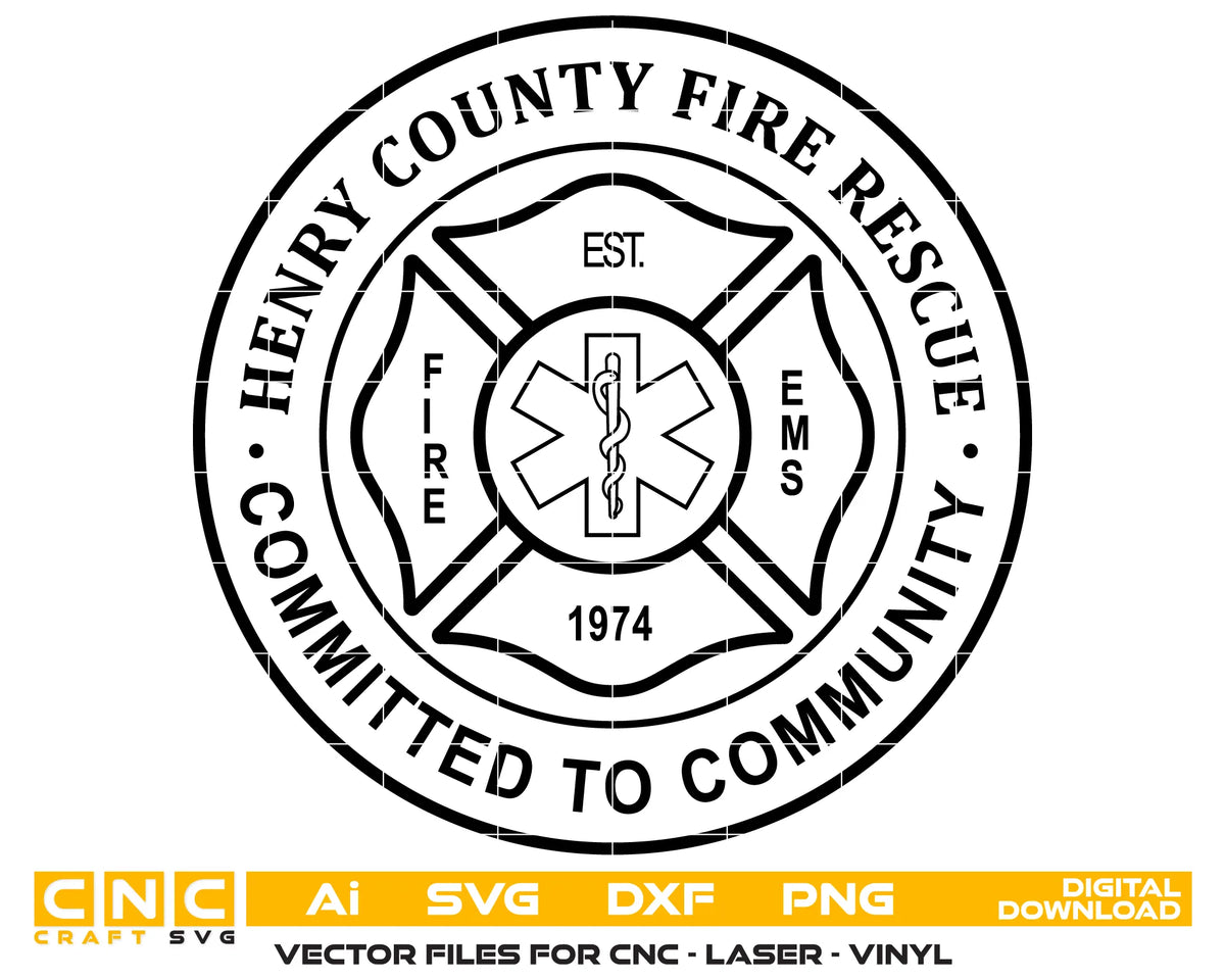 Henry County Fire Rescue Committed to Community Badge SVG Fire Rescue Vector