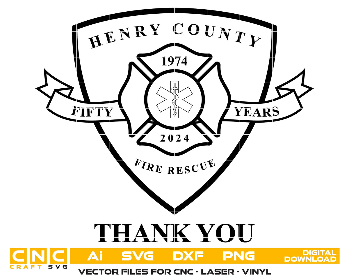 Henry County Fire Rescue Fifty Years Patch SVG Fire Rescue Vector