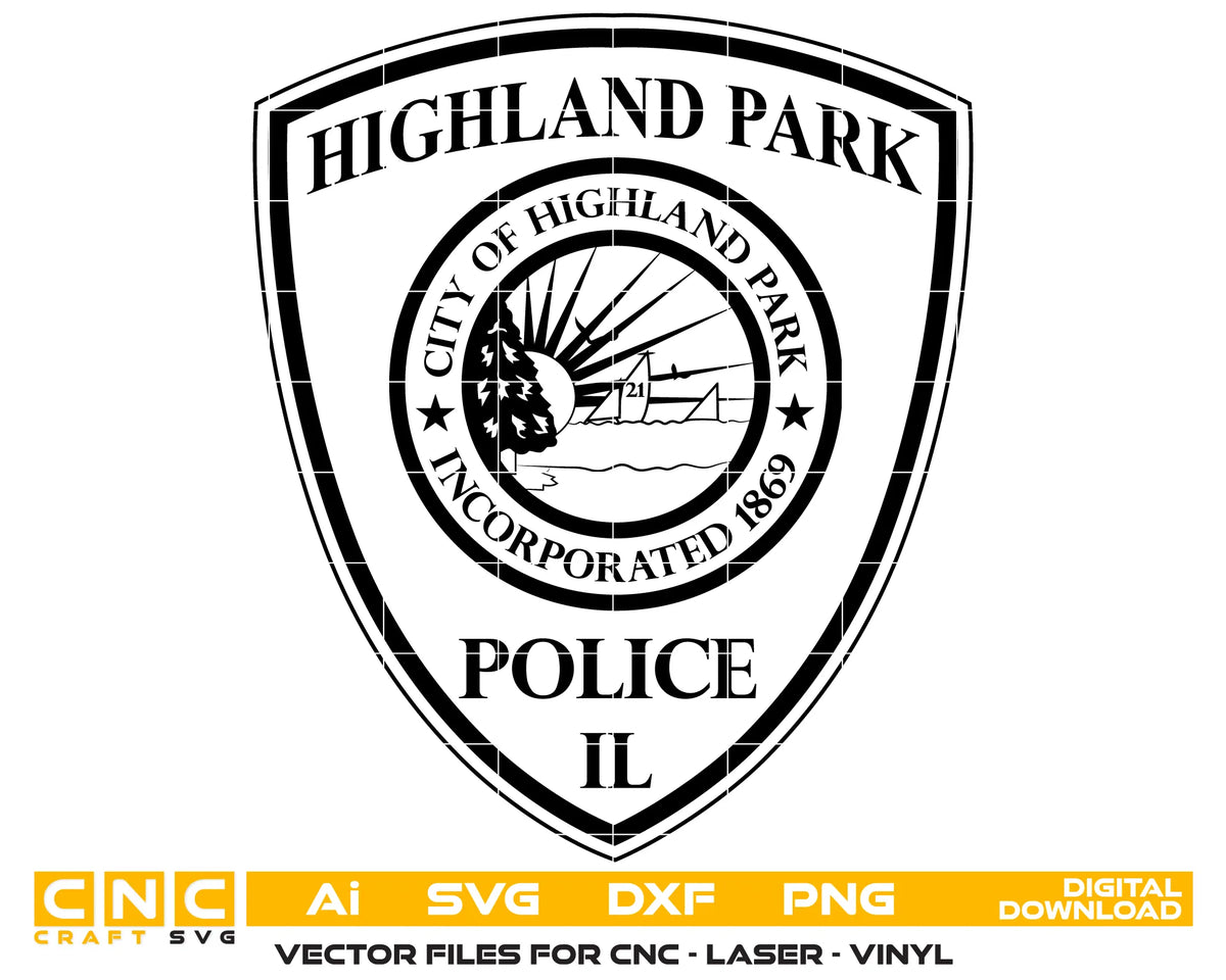 Highland Park Police Department Patch Illinois SVG Police Vector