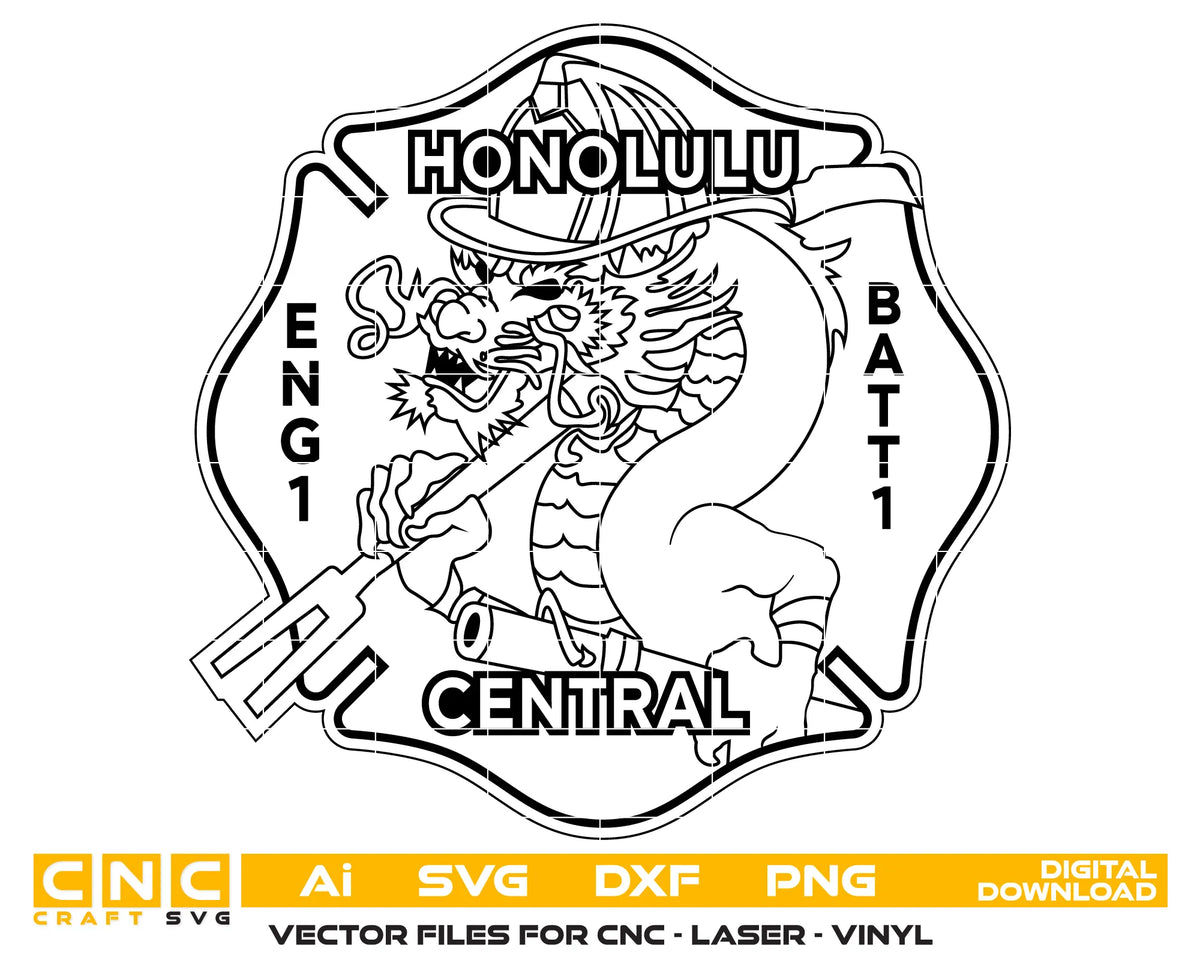 Honolulu Fire Department Central Station Patch SVG Hawaii Firefighters Vector