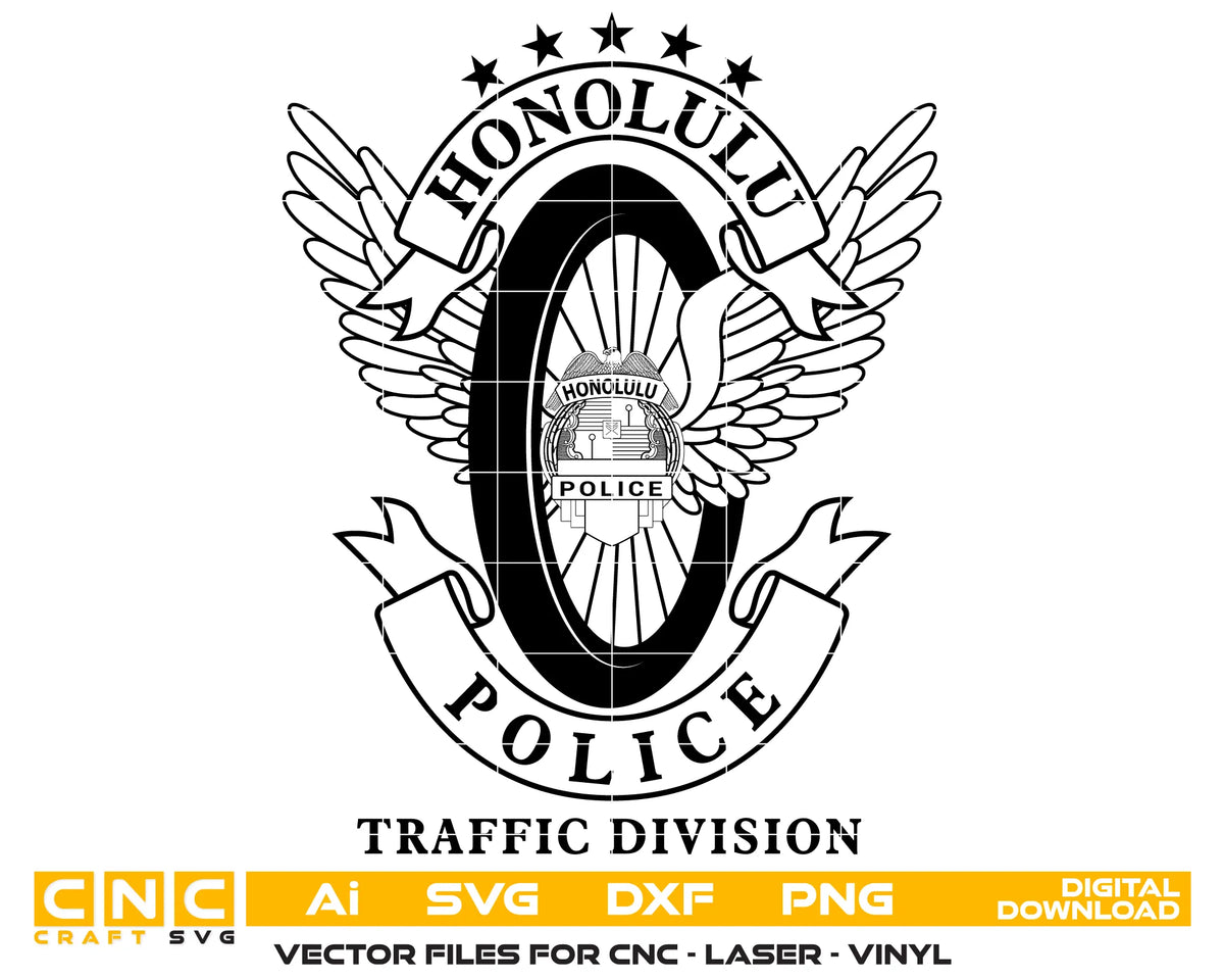 Honolulu Police Traffic Division Badge SVG Hawaii Law Enforcement Vector