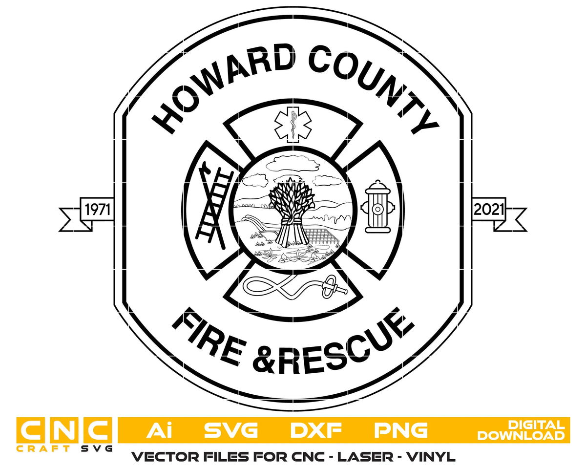 Howard County Fire And Rescue Patch Maryland SVG Fire Rescue Vector