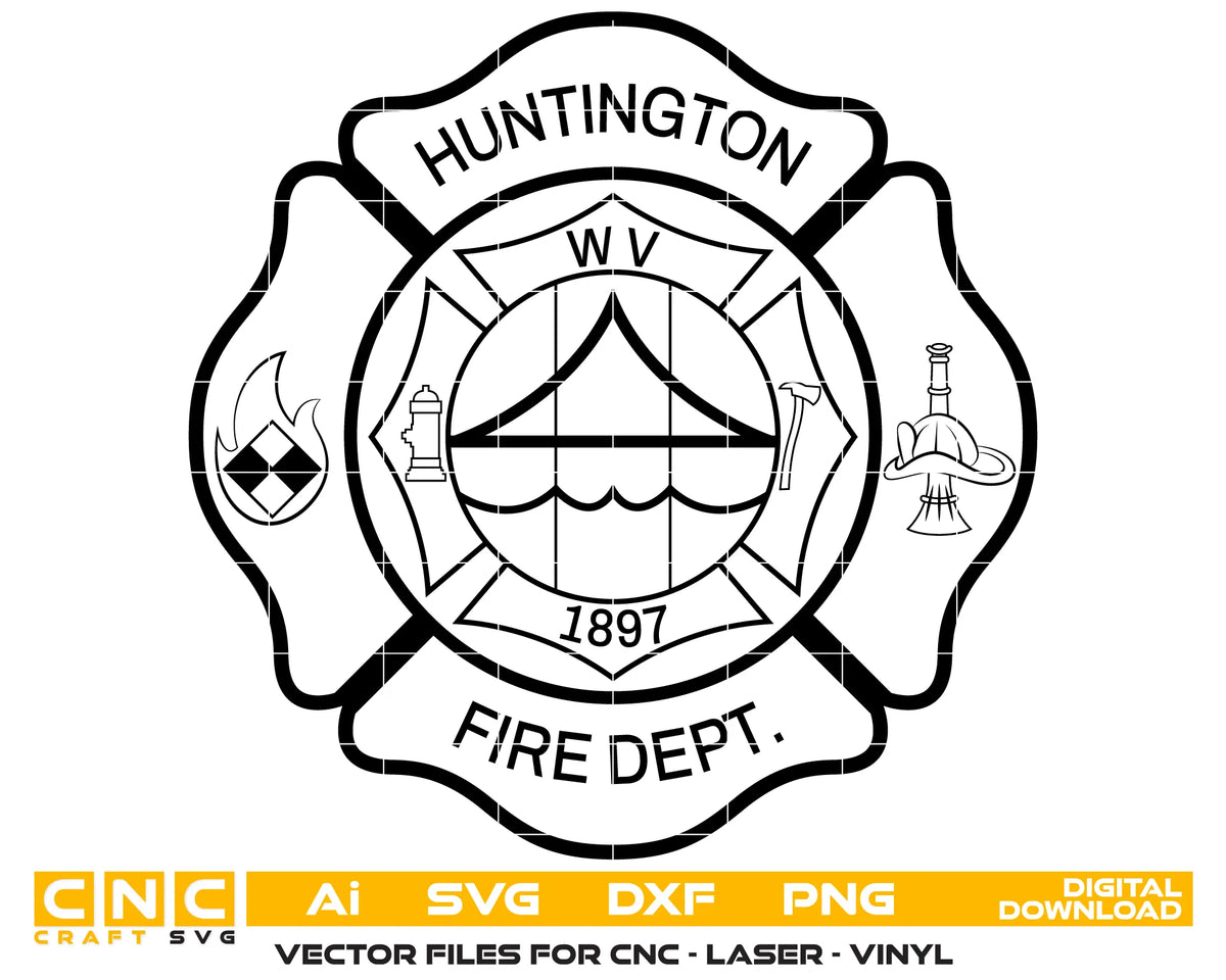 Huntington Fire Department Badge West Virginia SVG Fire Rescue Vector