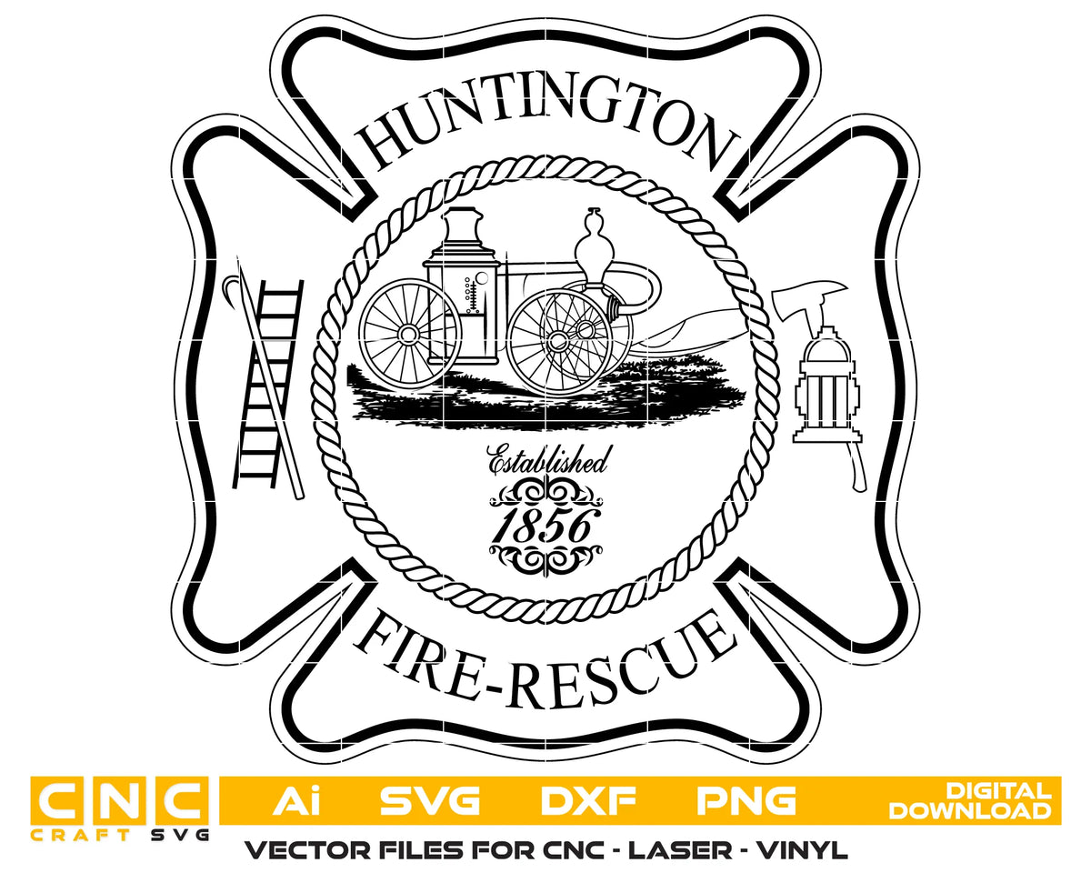 Huntington Fire-Rescue Badge Indiana SVG Fire Rescue Vector