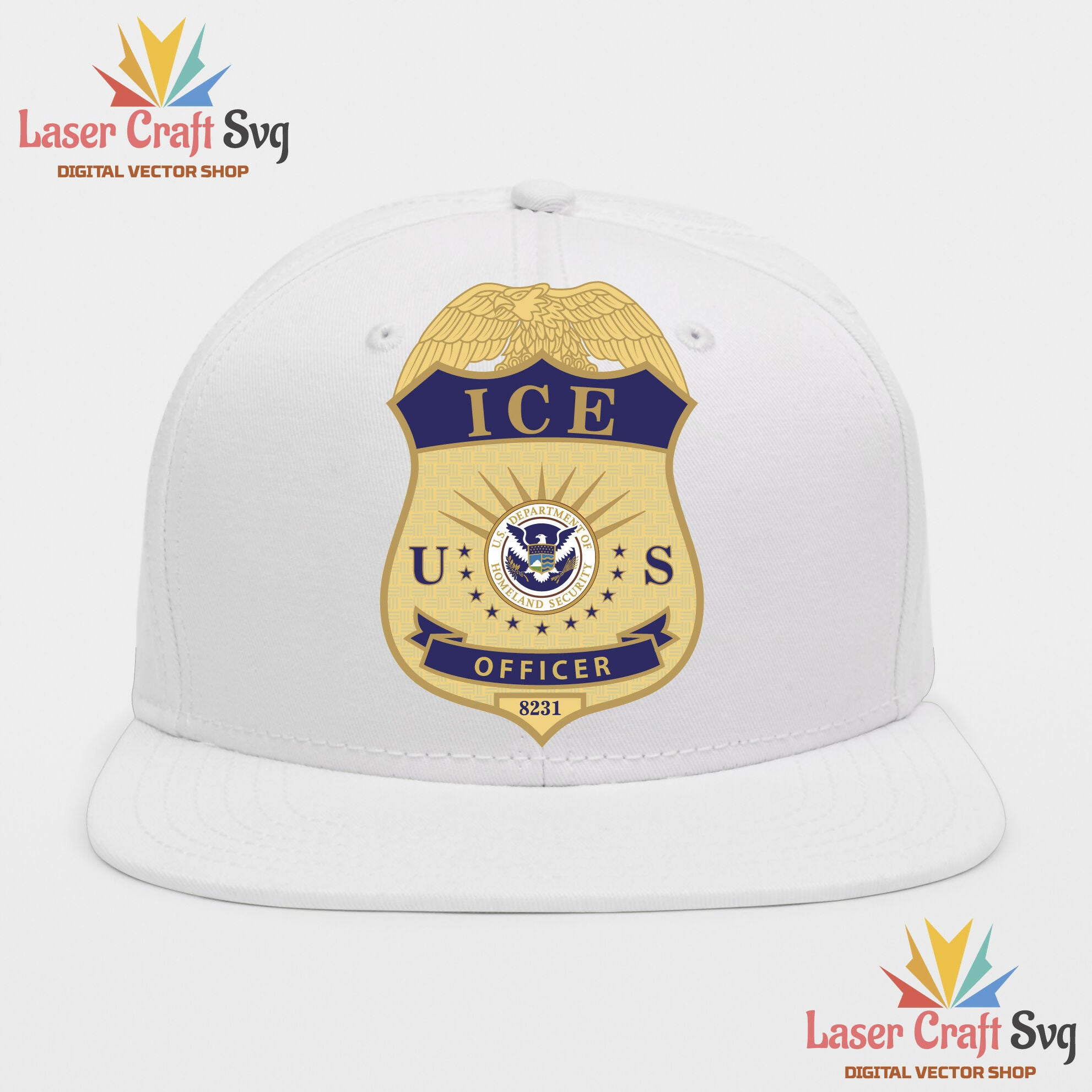 ICE Officer Badge SVG, U.S. Immigration and Customs Enforcement Badge SVG, ICE Badge Vector, Federal Law Enforcement Badge SVG, ICE Officer Shield Vector, Badge Engraving File
