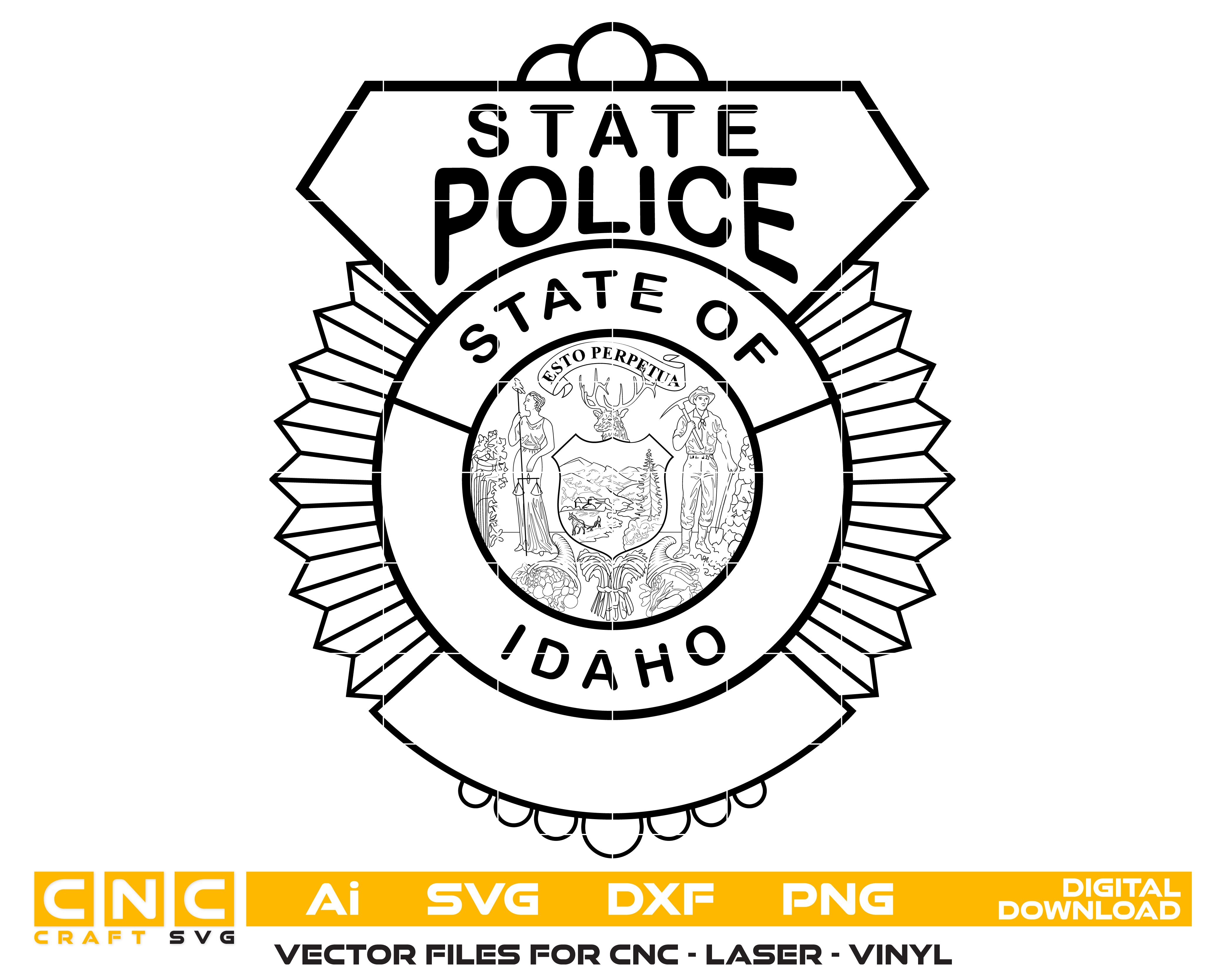 Idaho State Police Lapel Pin Badge SVG
Idaho State Police Badge Vector
Law Enforcement Badge Idaho
State Police Lapel Pin Badge SVG
Idaho State Police Emblem