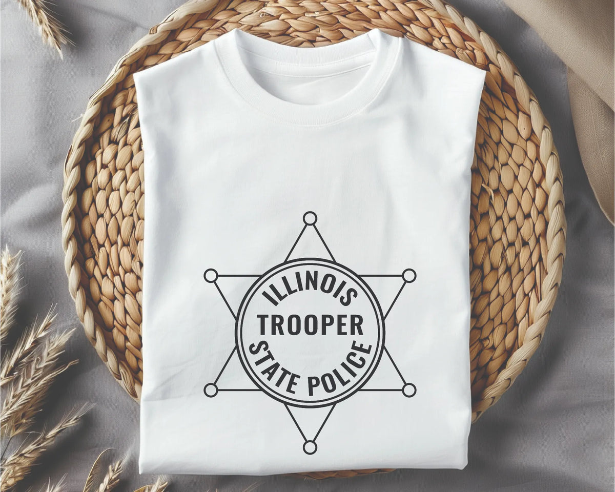 Illinois State Police Trooper Badge SVG, Illinois State Trooper Badge Vector, Illinois Police Badge SVG, ISP Trooper Badge Vector, State Police Emblem SVG, Badge Engraving File