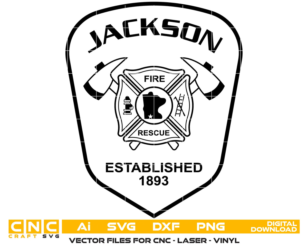 Jackson Fire Department Patch Minnesota SVG Firefighter Vector