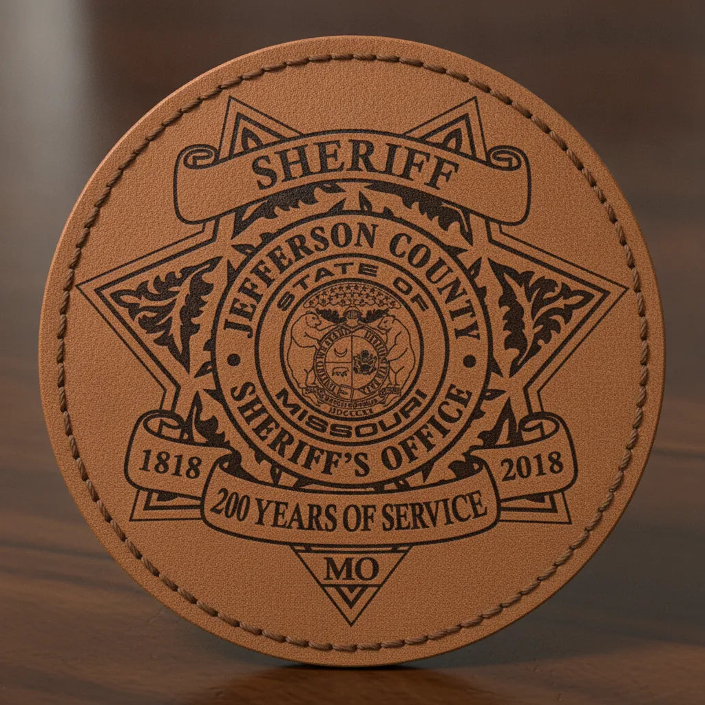 Jefferson County Sheriff Badge SVG
Missouri Law Enforcement Vector Design
200 Years Commemorative Badge Engraving File
Jefferson County MO Sign CNC File
Six Pointed Star Sheriff Badge Vector for Lasers
