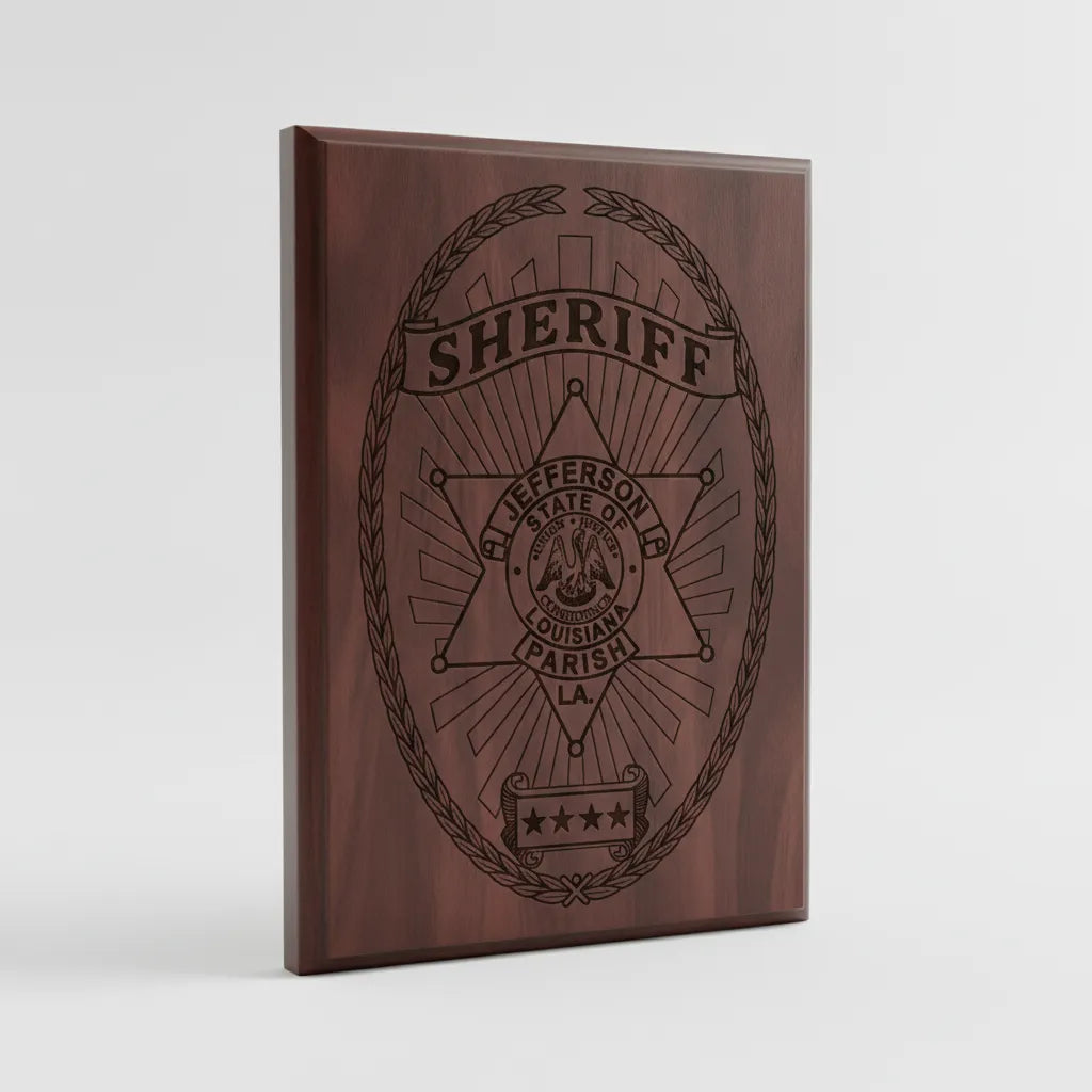 Jefferson Parish Sheriff Badge SVG
Louisiana Law Enforcement Shield Vector
State of Louisiana Pelican Seal Engraving File
Oval Star Sheriff Badge Sign CNC File
Jefferson Parish Sheriff Vector for Lasers