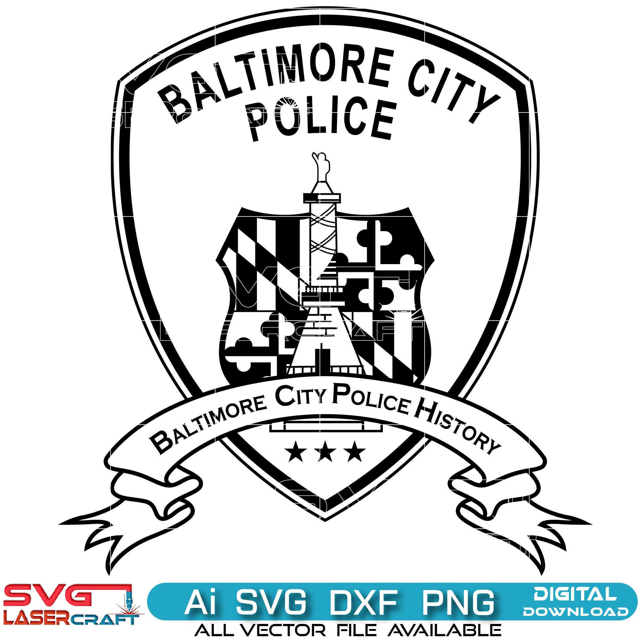 Baltimore city police History Patch Vector Art
