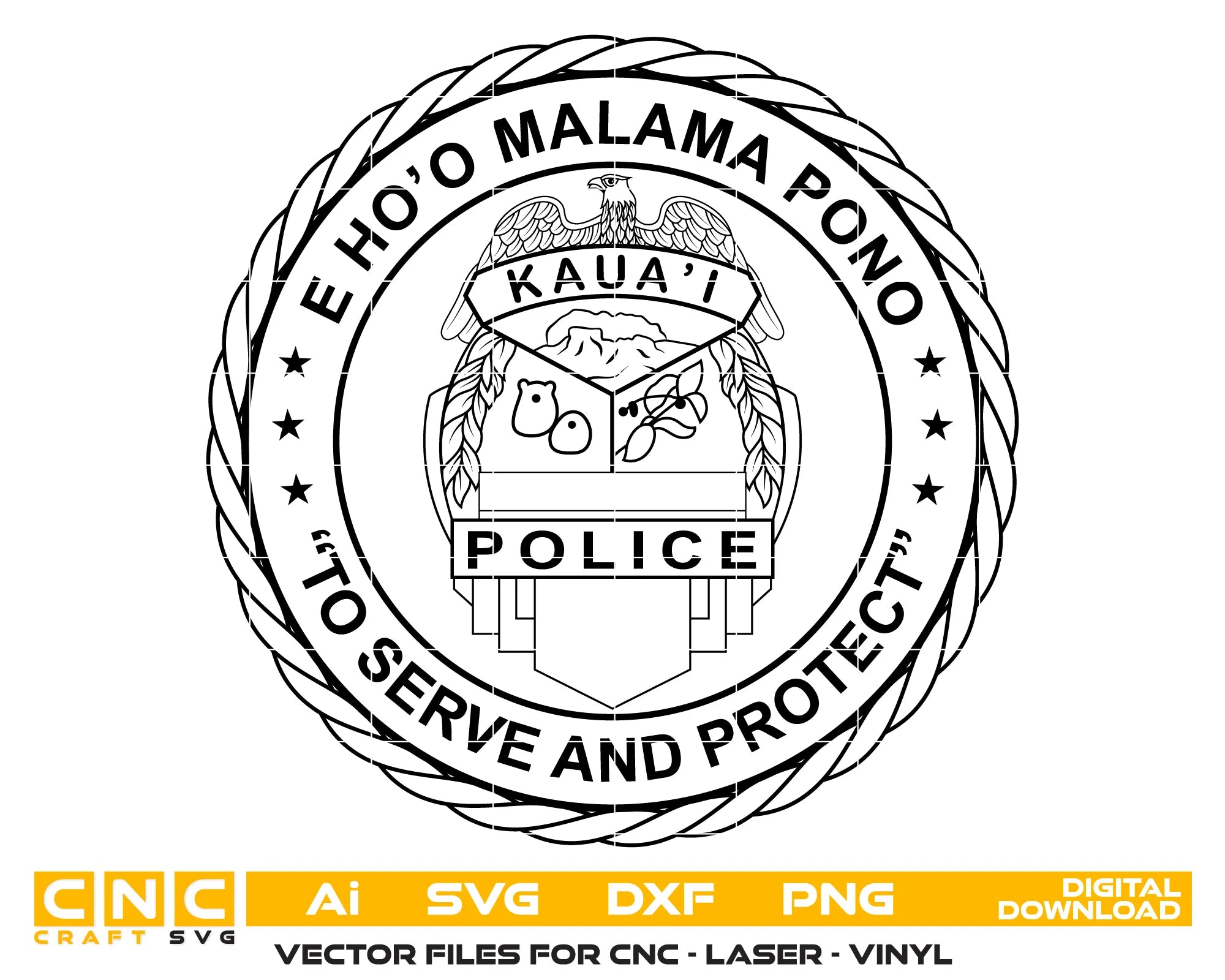 Kauaʻi County Police Department Badge SVG Hawaii Law Enforcement Vector