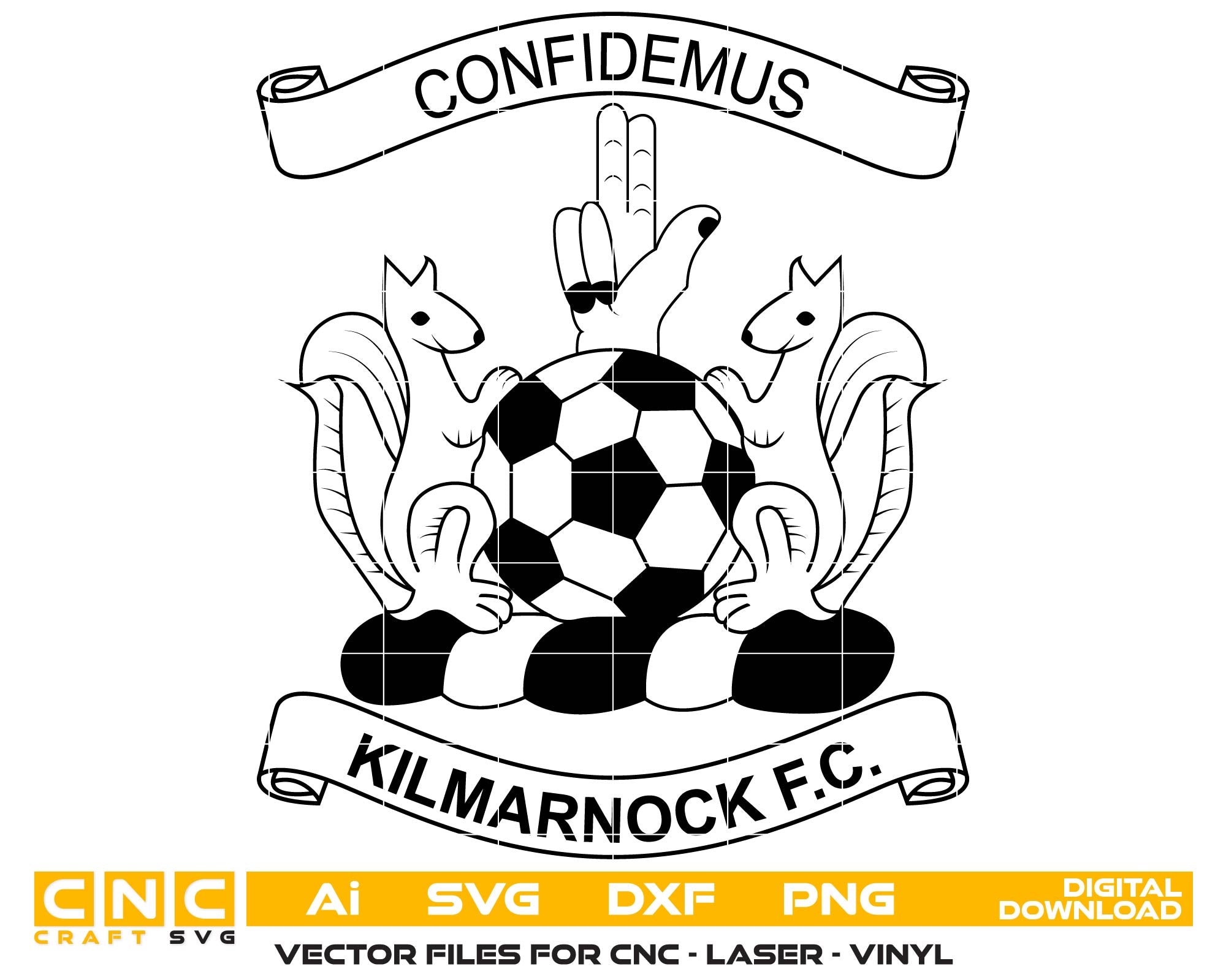 Kilmarnock FC Logo SVG
Confidemus Motto Football Crest
Scottish Football Club Vector Design
Kilmarnock Squirrels Emblem
Killie FC Badge CNC File