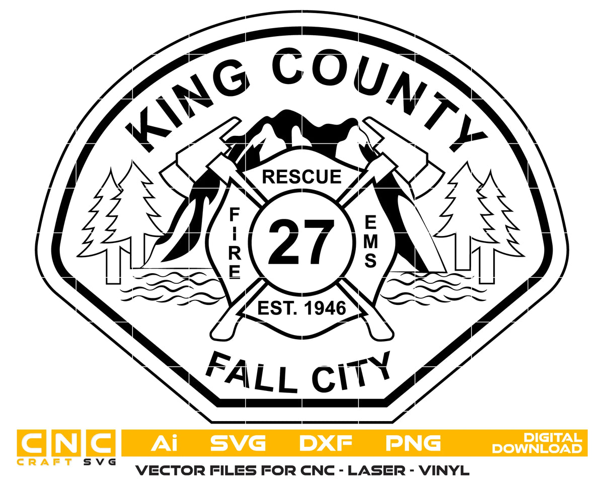 King County Fire Protection District 27 Patch Fall City Washington SVG Firefighter Vector