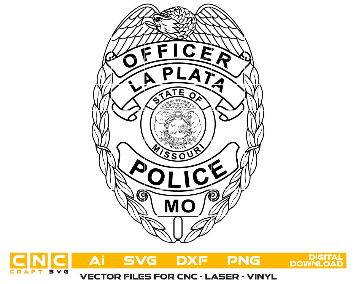 La Plata Missouri Police Officer Badge SVG Law Enforcement Vector