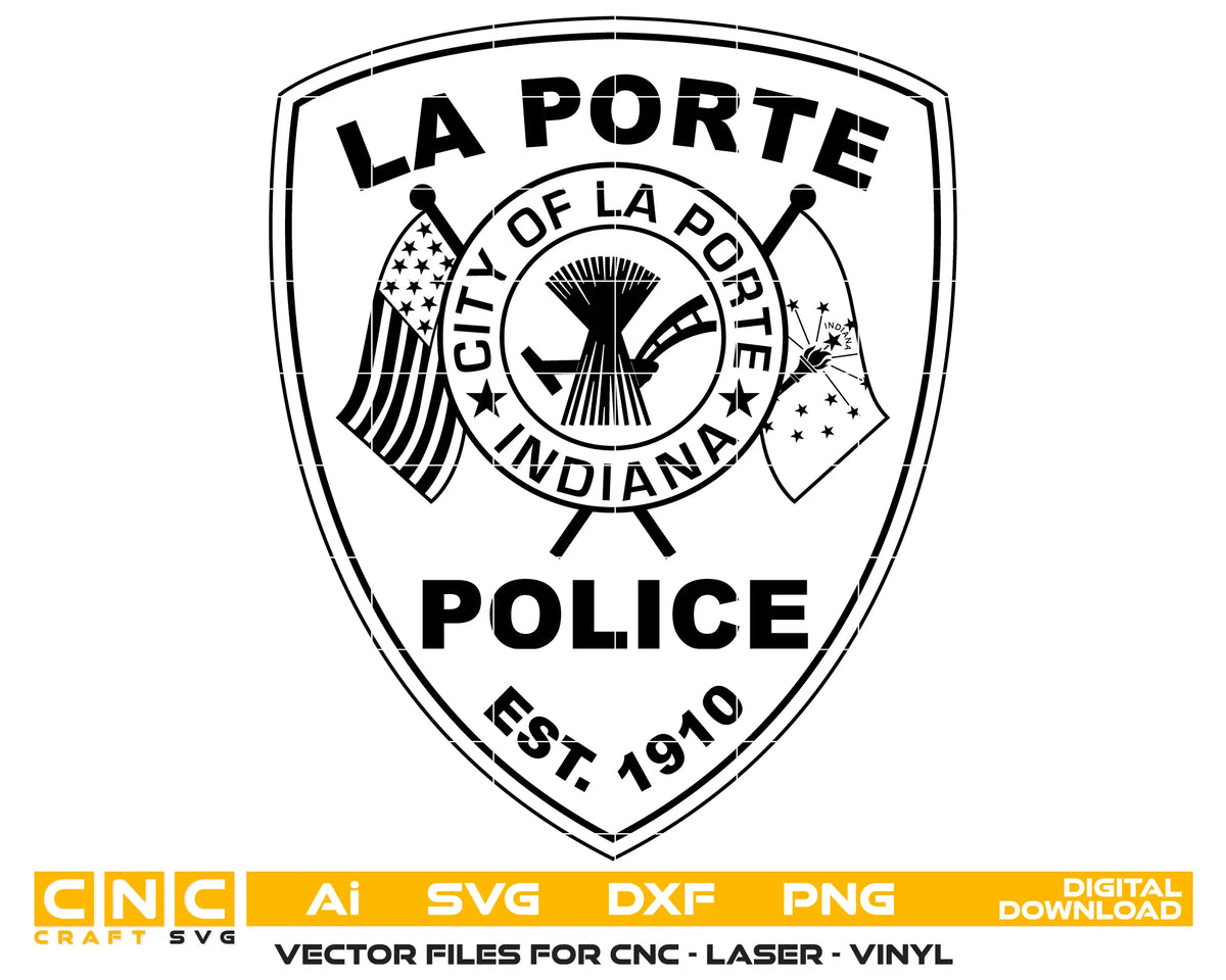 La Porte Police Department Patch Indiana SVG Police Vector