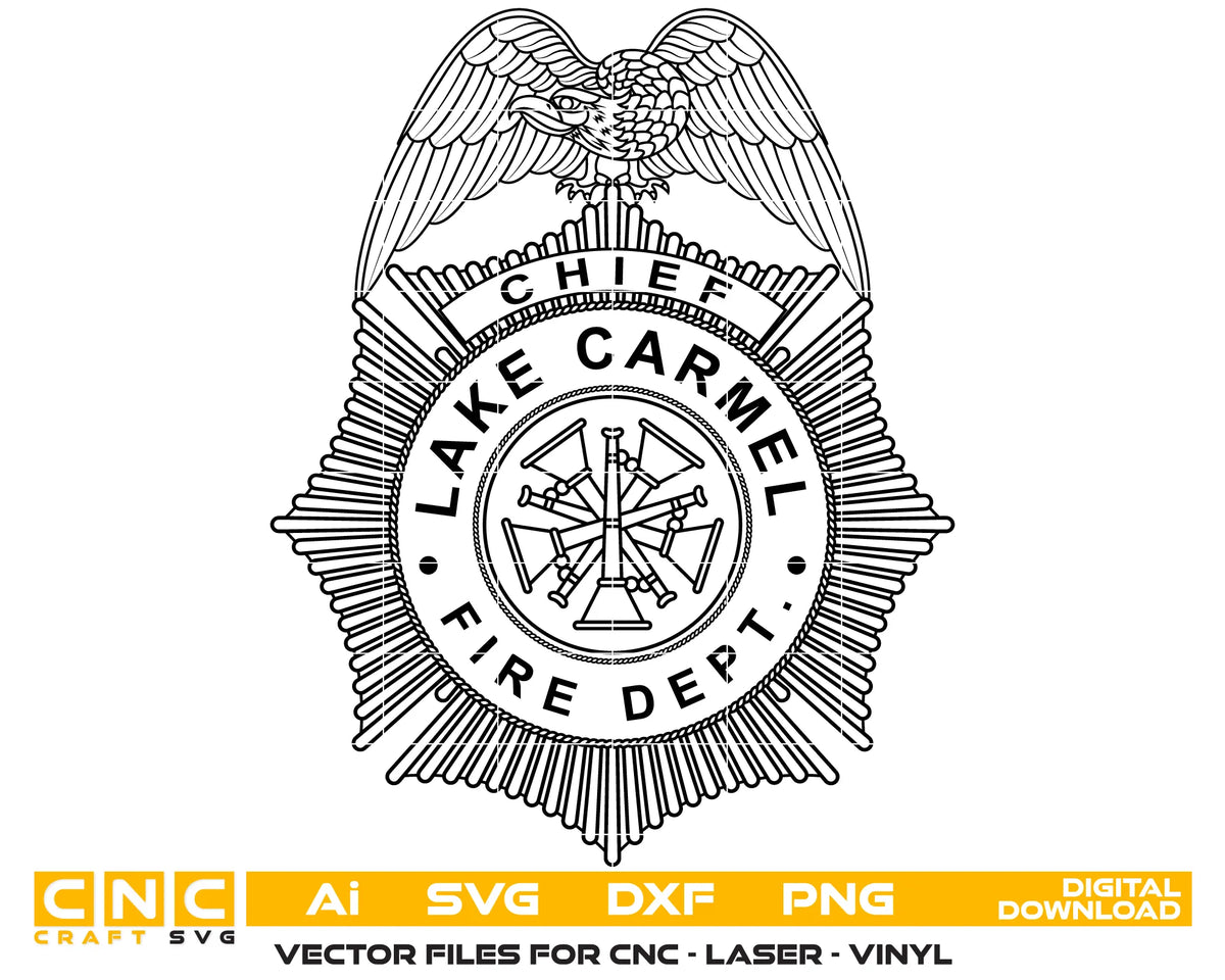 Lake Carmel Fire Dept Chief Badge SVG Fire Rescue Vector