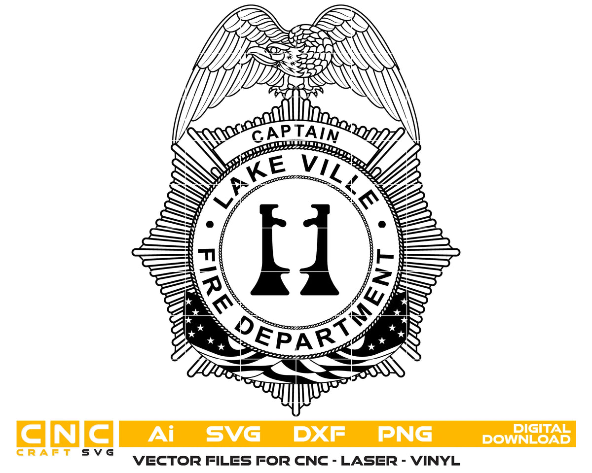 Lakeville Fire Department Captain Badge SVG Fire Rescue Vector