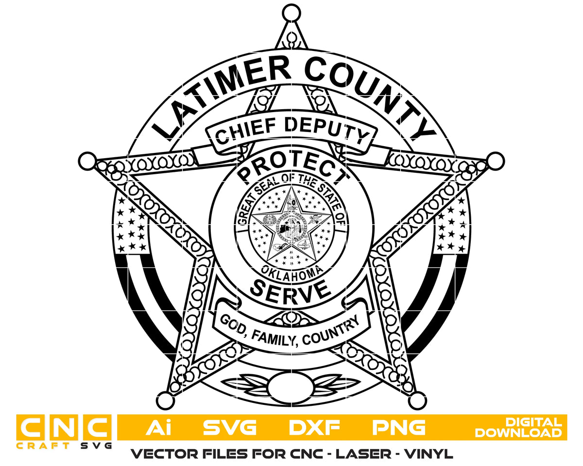 Latimer County Chief Deputy Badge Oklahoma SVG Law Enforcement Vector